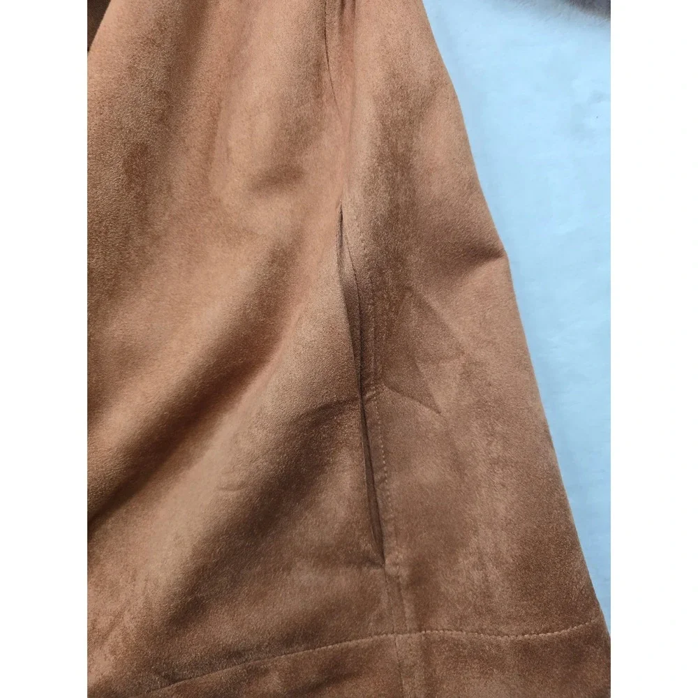Frye Shirt Jacket Mens‎ 2XL Brown Faux Suede Snap Front Shacket Workwear